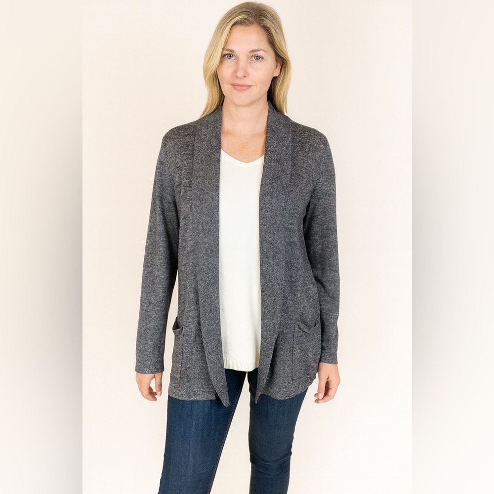 Emporio Armani Gray Knit Open Front Cotton Cardigan Jacket XXL Italy